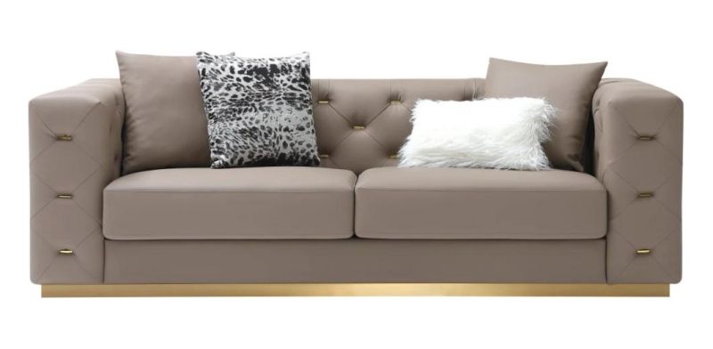 Zhida Home Furniture Supplier Villa Living Room Luxury Design Chesterfield PU 3 2 1 Seater Sectional Sofa Set Furniture for Wholesale