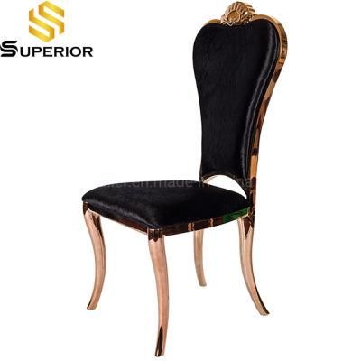 New Design Gold Metal Frame Black Velvet Fancy Chairs for Wedding
