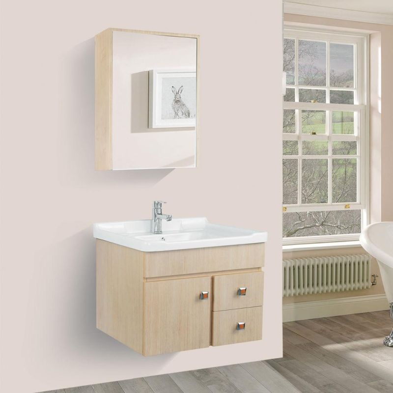 China Factory Wholesale Simple PVC Bathroom Vanity with Mirror Cabinet