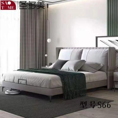 China Factory Solid Wood Home Furniture King Bed Modern Luxury Leather Queen Bed