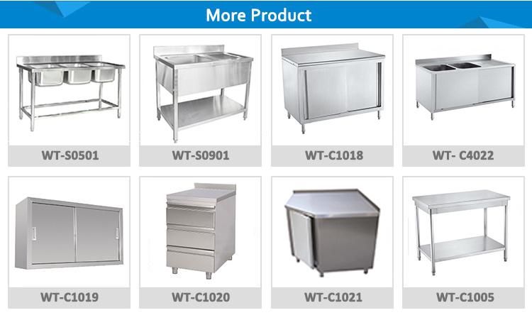 Stainless Steel Storage Drawer Corner Table Cabinet with Backsplash