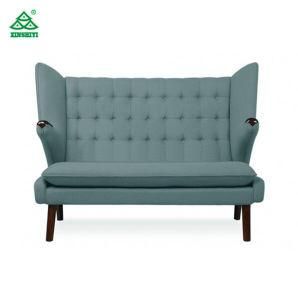 Living Room Soft Fabric Sofa Blue Color with Arms