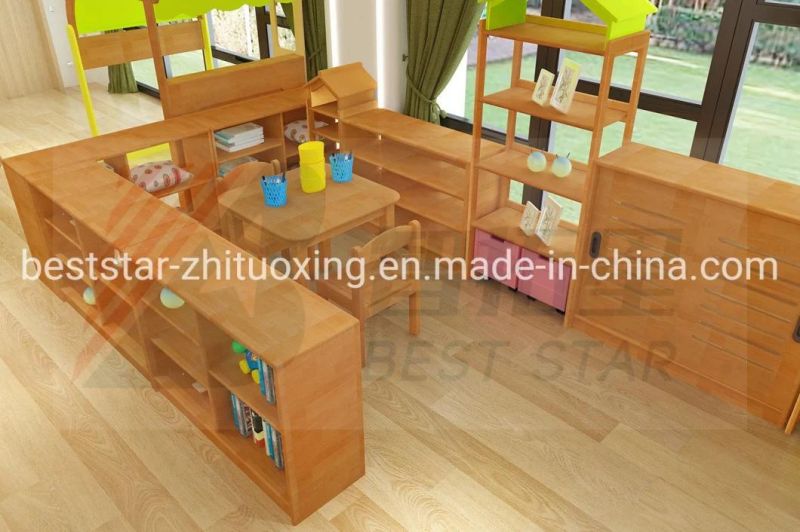 Preschool and Kindergarten Day Care Wood Book Cabinet, Children School Classroom Furniture, Kids Nursery Toy Storage Cabinet, Baby Storage Cabinet with Drawer