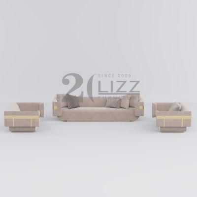 High Quality Luxury Sectional 1+2+3 Furniture Set Modern Metal Decor Velvet Fabric Sofa