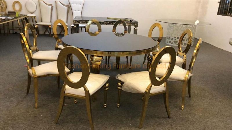 The Restaurant Chair Wedding Chair Banquet Chair Tiffany Chair Metal Frame Oval Back Bag Adopts PU Leather High-Grade Hotel Living Room Chair