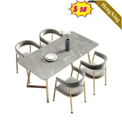Modern Home Dining Furniture Restaurant Coffee Marble Material Dining Table with Metal Iron Legs