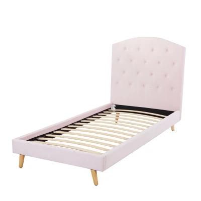 Bedroom Furniture Standard Modern Home Use Fabric Pink Upholstered Bed