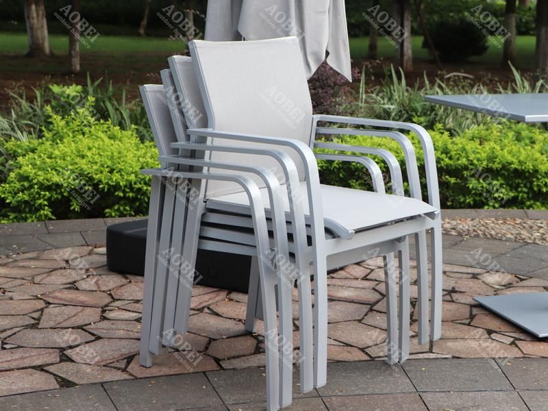 Modern Outdoor Exterior Garden Home Hotel Patio Restaurant Resort Dining Stackable Chair Table Furniture Set