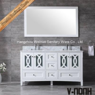 Hot Sales Solid Wood Double Sinks Bathroom Cabinet Furniture