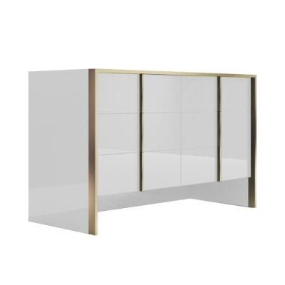 Nova White 6-Drawer Chest Modern Storage Accent Cabinet with Gold Stainless Steel Vertical Handle