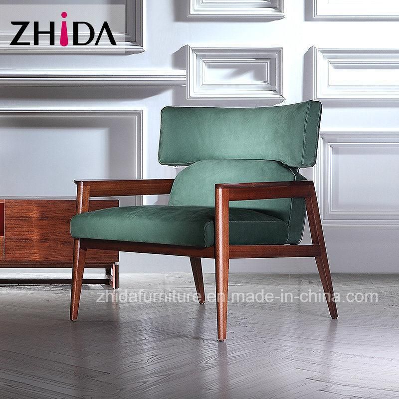 Living Room Home Furniture Solid Wood Leather Chair