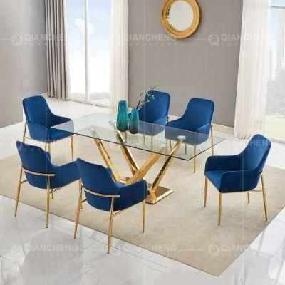 Hotel Dining Room Furniture Modern Stainless Steel White Dining Table Set