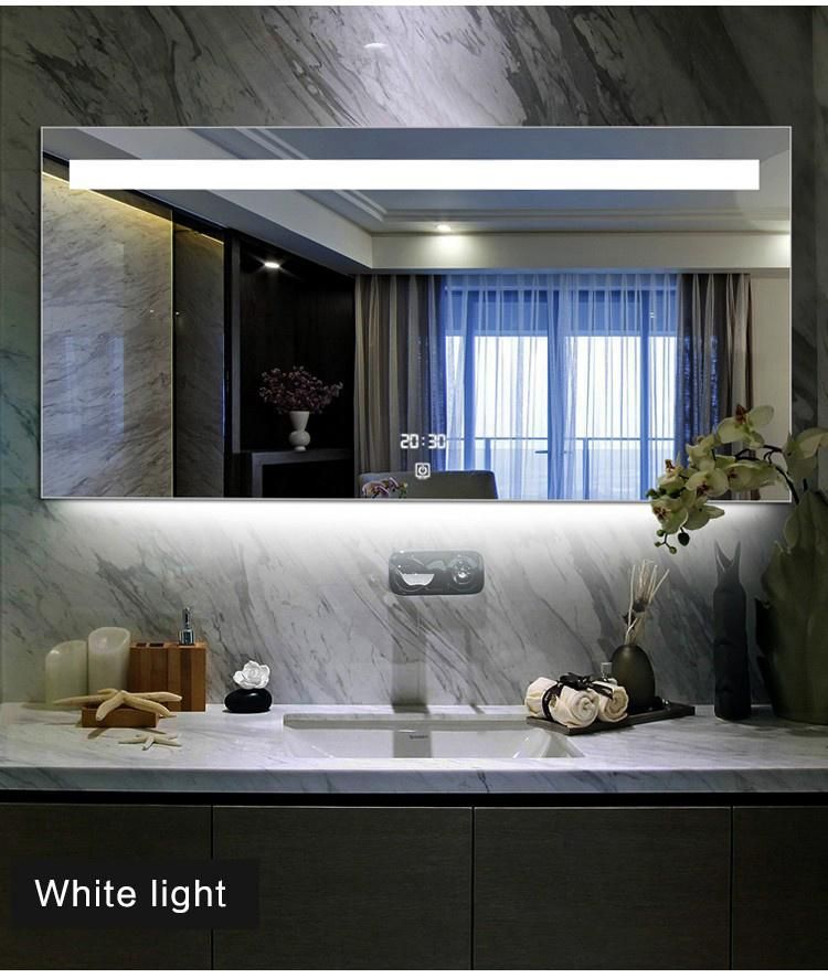 Rectangle Wall-Mounted Bathroom Mirror Frameless LED Lighted Mirror