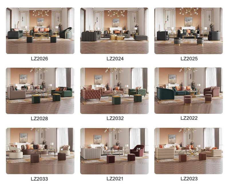Classical Tufted Modern Design Home Furniture European Living Room Green Velvet Fabric Sofa Set