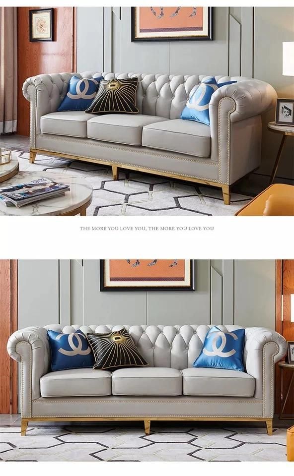Hyc-Sf06 European Style Home Furniture Luxury Modern Leather Couch Living Room Sofa