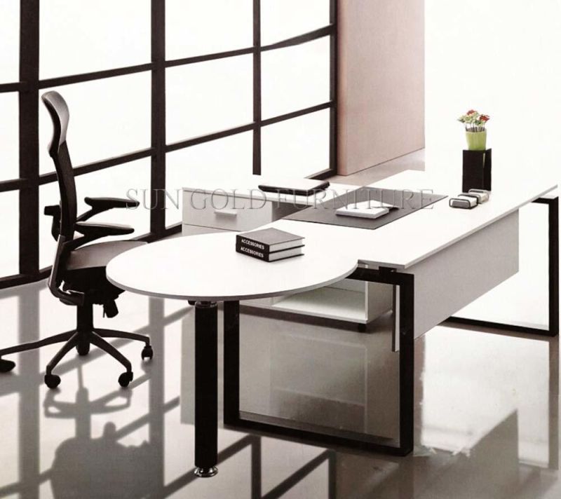 Modern White Simple High Quality Manager Executive with Vice Round Table Office Desk (SZ-OD330)