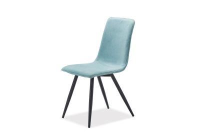 Wholesale Home Indoor Furniture Colored Velvet Dining Chair with Metal Leg for Cafe