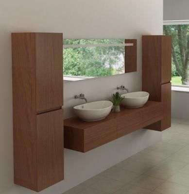 Modern Style Melamine Double Sink Bathroom Vanity with Mirror Cabinet