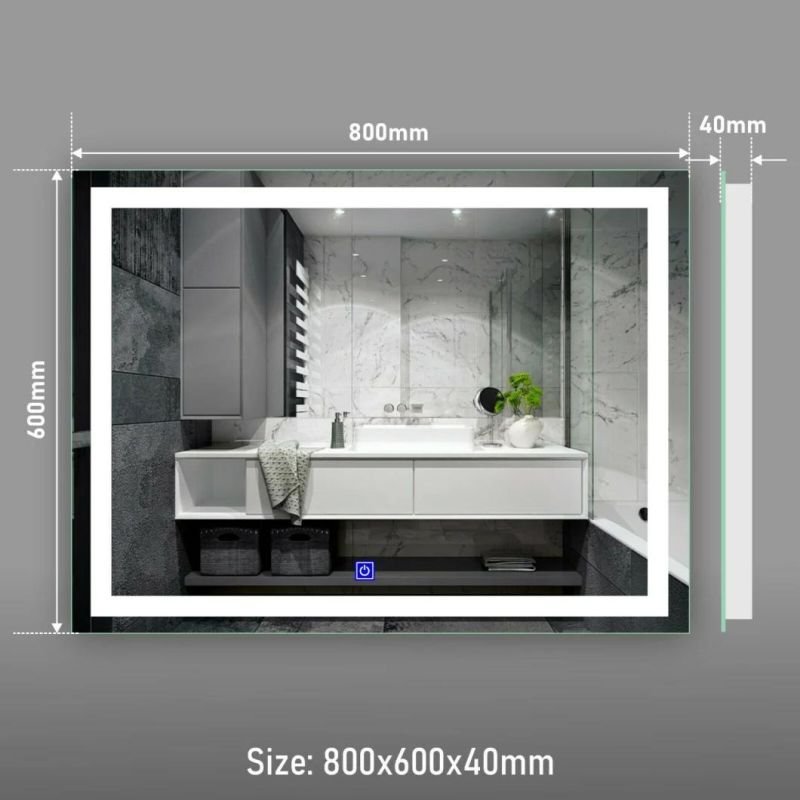 Illuminated LED Bathroom Mirrors Light up Touch Switch Mirror with Demister Pad