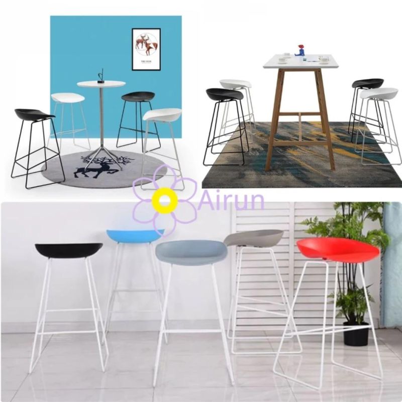 Fashion Plastic PP Seat Metal Leg High Chair Bar Stool for Cafe Restaurant Bar Furniture Modern Commercial Furniture
