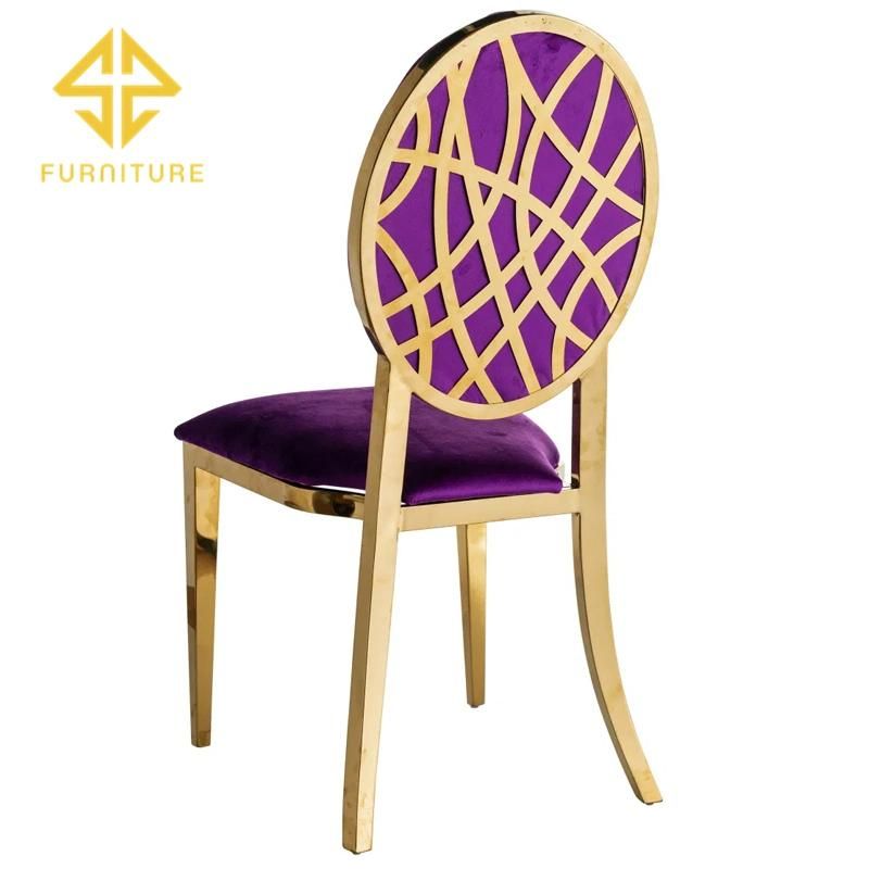 Wholesale Modern Special Back Design Velvet Cushion Metal Wedding Chair for Hotel Event Party Using