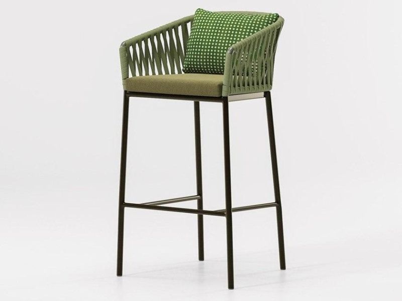 Outdoor Rattan Poly Webbing Bar Stool with Aluminum Frame