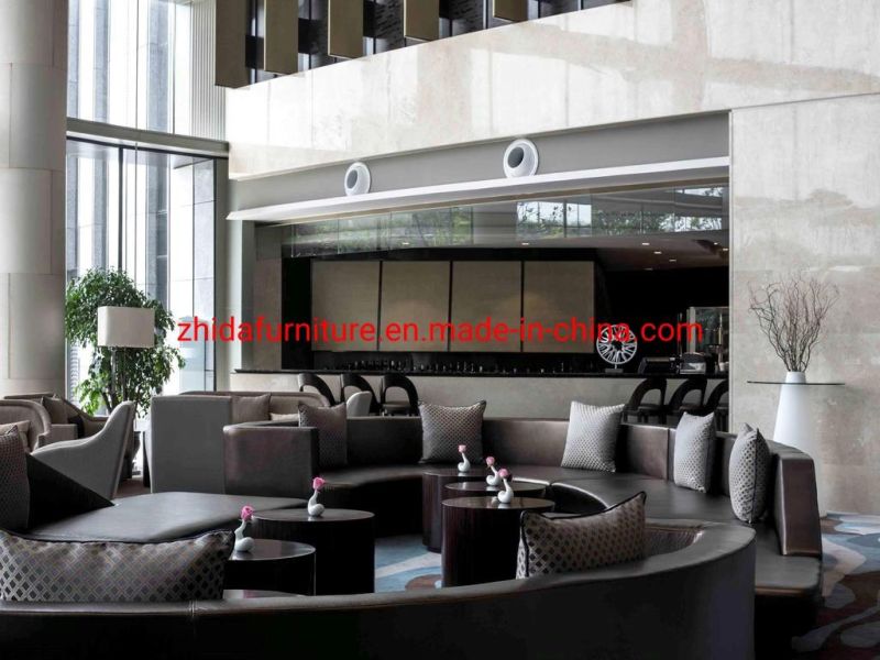 Hotel Furniture 5 Star Hotel Lobby Reception Area Fabric Combination Sectional Modular Sofa Furniture Set with Leisure Chair and Table