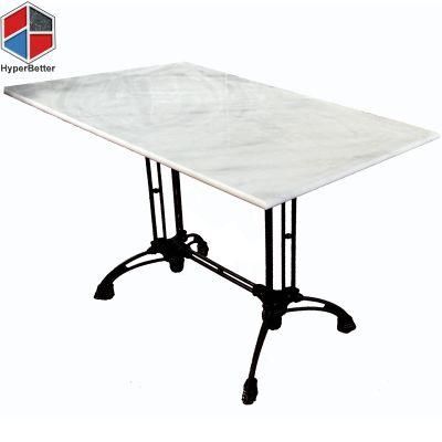 Directly Factory 8 Seater White Marble Dining Table with Black Wrought Iron Base