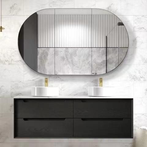 Modern Design Bathroom Cabinets with LED Mirror Collection Bathroom Vanity Double Sinks Can Be Customized.