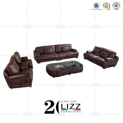 Classical Luxury Modern Home Living Room Furniture Chesterfiled Sectional Brown Leather Sofa