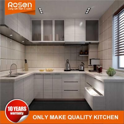 Low Key Clear U-Shaped Practical Melamine Finish Kitchen Cabinet