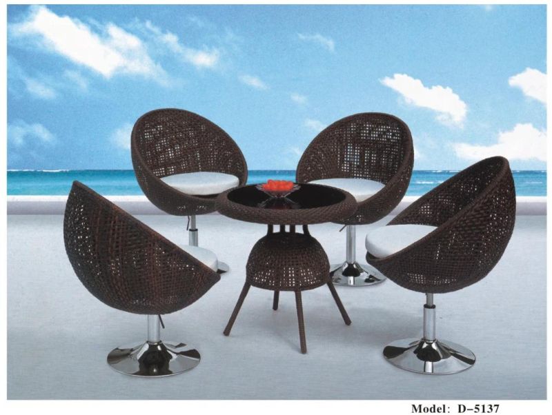 Creative Modern Rattan Furniture Outdoor Gardern Creative Chairs Table Cube Combination Set Low Price 5 PCS Garden Beach Set