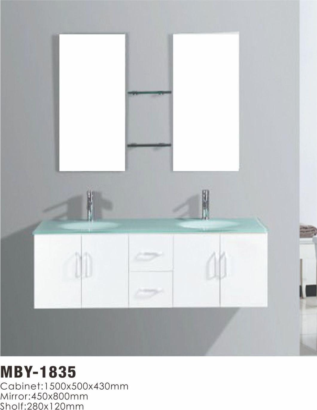 Melamine MDF Bathroom Vanities with Side Cabinet Resin Sink Cabinet