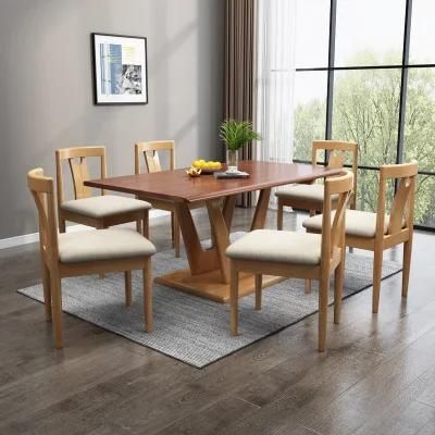 Cheap Wooden Room Furniture New Design Large Modern Wood Dining Table Sets 6 Chairs Design