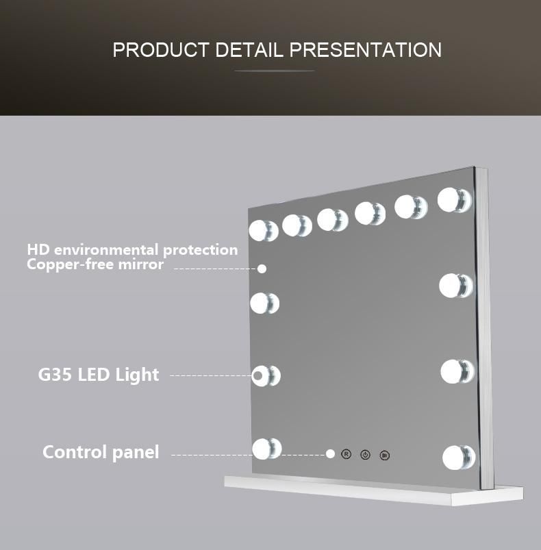LED Vanity Illuminated Light Hollywood Table Makeup Mirror with Bulbs
