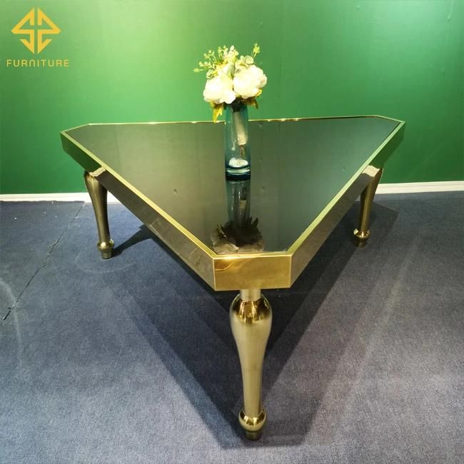 Modern Dining Room Round Marble Gold Stainless Steel Marble Triangle Table