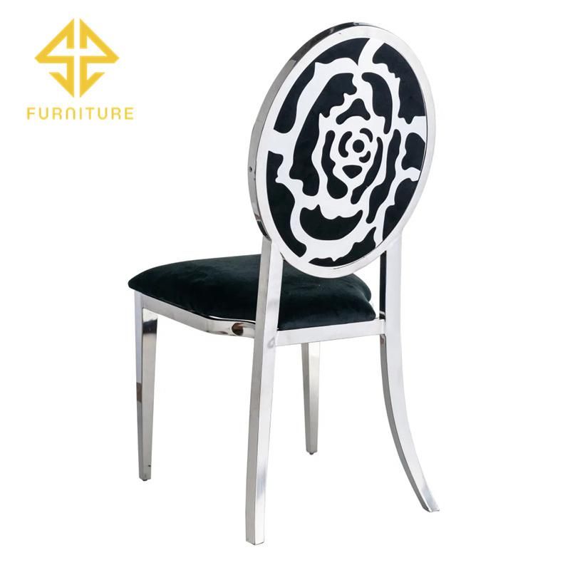 Luxury Flower Shape Frame Back Stainless Steel Wedding Dining Chair for Sale