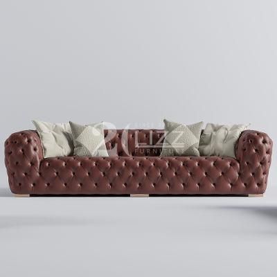 Classic European Style Modern Sofa Set Furniture Sectional Chesterfiled Geniue Leather Corner Sofa Living Room PU Leather Sofa