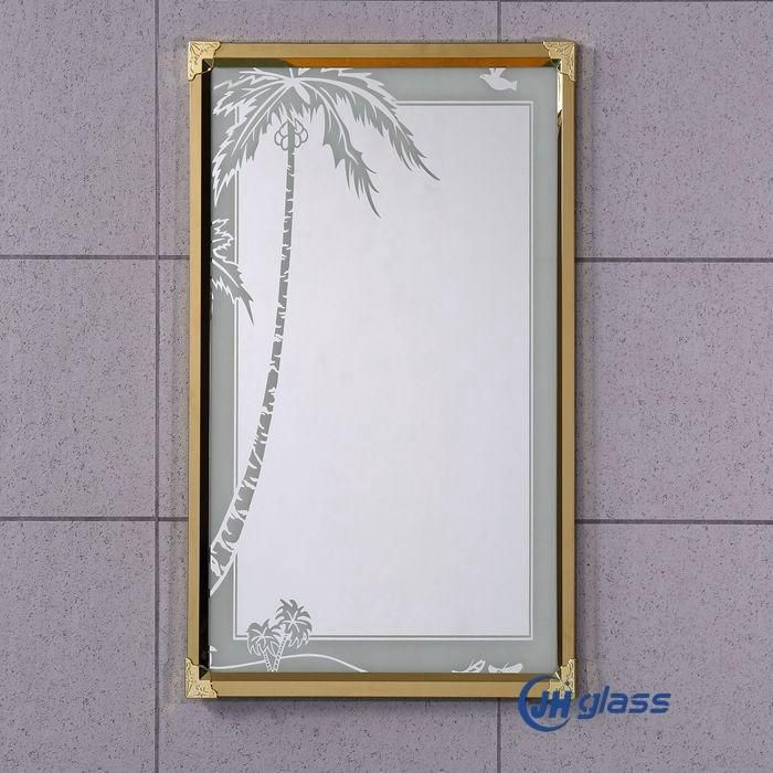 Silver Black Wall Mounted Decorative Stainless Steel Framed Bathroom Mirror