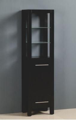 Black Solid Wood Bathroom Side Cabinet Furniture