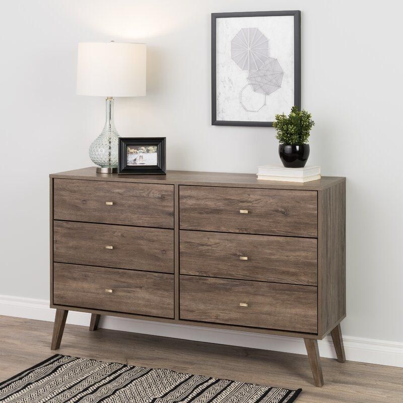 Classic Furniture Coffee Table Wooden Cabinet Drifted Gray 6 Drawers Double Dresser Sideboard for Bedroom