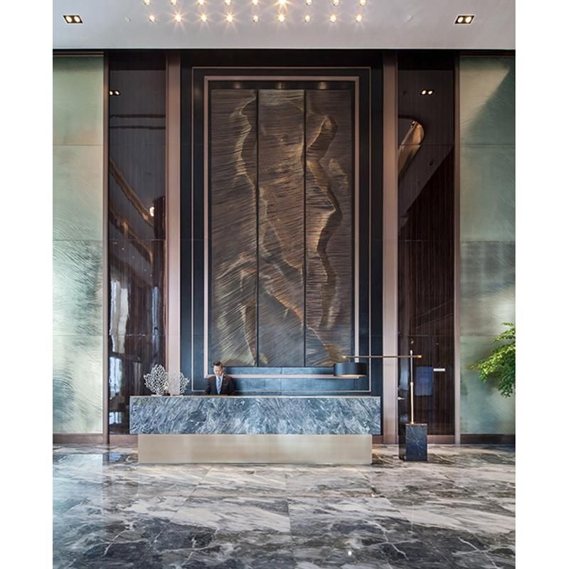 5 Star Hotel Luxury Reception Counter with Metal for Sale Hotel Public Furniture