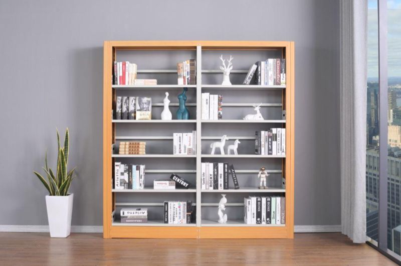 Double Sided Steel Bookshelf for Library Metal Office Book Rack Shelves/Bookcase