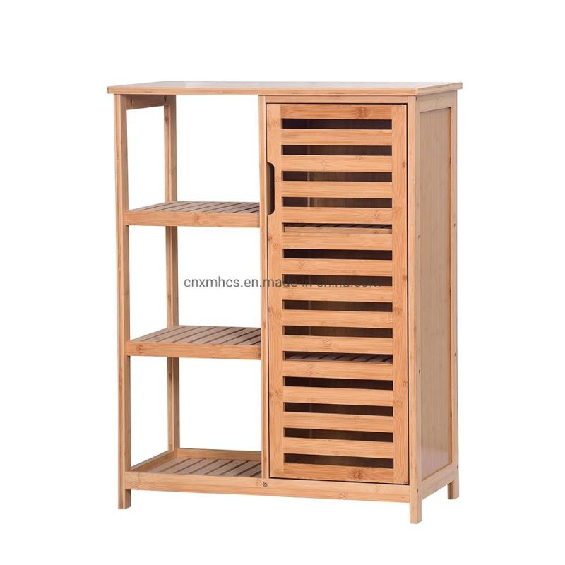 Multipurpose Bamboo Storage Cabinets Living Room Cabinet with 3 Tier Shelves, Shoe Organizer Shoe Rack Entryway Shoe Cabinet Furniture