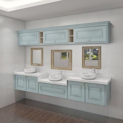 Modern House Hotel Wall Hung Washbasin Vanities Cabinets Design Wall Mounted PVC Bathroom Vanity Cabinet with Mirror