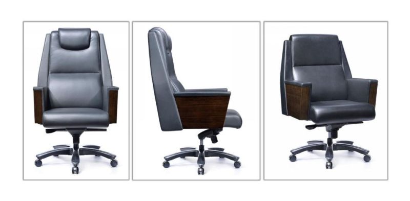 Zode Modern Leather Office Chair with Armrests Executive High Back Luxury Genuine Leather Manager Office Chair