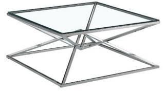 Wholesale Cafe Table Home Use Glass Top Square Steel Coffee Table for Living Room Furniture