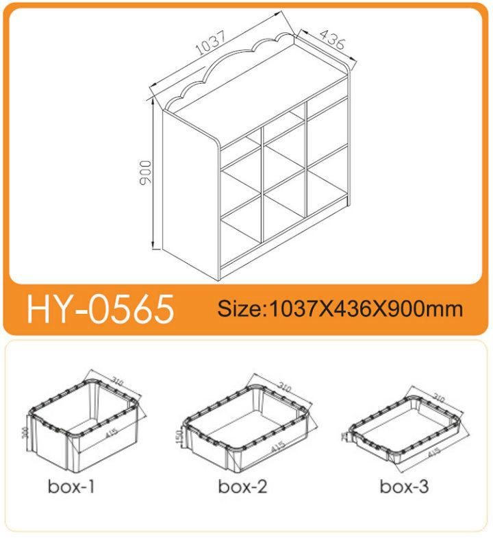 Kindergarten Wooden Toy Storage Cabinet with Plastic Cases