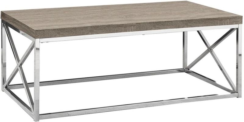 Modern Wood Color Coffee Table for Living Room Metal Frame