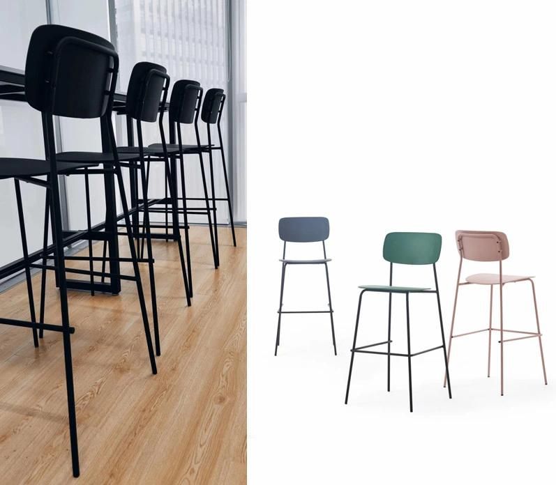 Nordic Leisure Iron Stool Coffee Shop Backrest Metal Bar Chair Family Simple Bar Stool Restaurant Dining Chair